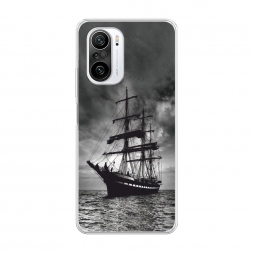 Силиконовый чехол Корабль в пасмурном море на Xiaomi Poco F3