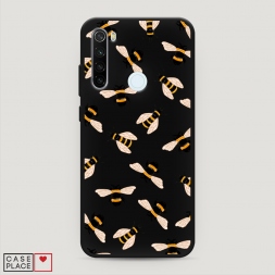 Матовый силиконовый чехол Пчёлы паттерн на Xiaomi Redmi Note 8T