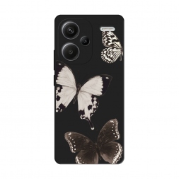 Матовый силиконовый чехол Три монохромные бабочки на Xiaomi Redmi Note 13 Pro Plus