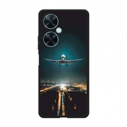 Матовый силиконовый чехол Самолет в ночном небе на Huawei Nova 11i