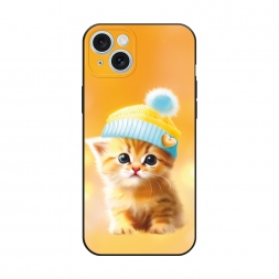 Матовый силиконовый чехол Рыжий котёнок в шапочке на iPhone 15 Plus