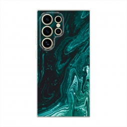 Силиконовый чехол Мрамор изумруд на Samsung Galaxy S24 Ultra