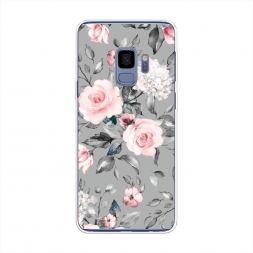 Силиконовый чехол Розы на сером на Samsung Galaxy S9
