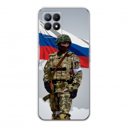 Силиконовый чехол Солдат с флагом на Realme 8i