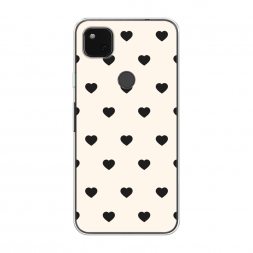 Силиконовый чехол Черные сердечки на белом на Google Pixel 4A