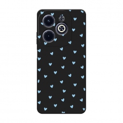 Матовый силиконовый чехол Голубые сердечки паттерн на Infinix HOT 40i