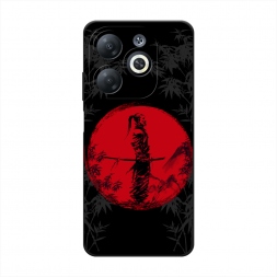 Матовый силиконовый чехол Самурай на красном фоне на Infinix Smart 8 HD