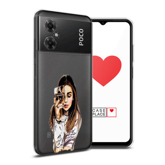 Силиконовый чехол Девушка с бокалом на Xiaomi Poco M4 5G