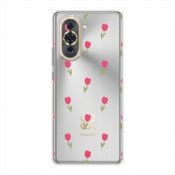 Силиконовый чехол Паттерн из тюльпанов 2 на Huawei Nova 10