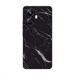 Матовый силиконовый чехол Черный минерал на Realme 10 Pro Plus
