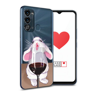 Силиконовый чехол Кролик облизывает бокал на Itel Vision 3