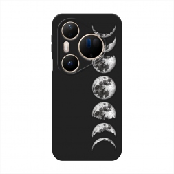 Матовый силиконовый чехол Фазы луны на Huawei Pura 80 Ultra
