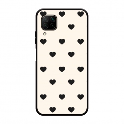 Матовый силиконовый чехол Черные сердечки на белом на Huawei P40 Lite