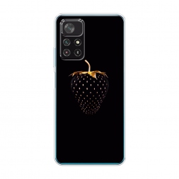 Силиконовый чехол Черно-золотая клубника на Xiaomi Poco M4 Pro 5G