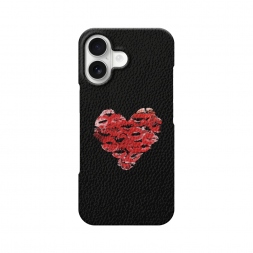 Кожаный черный Сердечко из поцелуев на iPhone 17