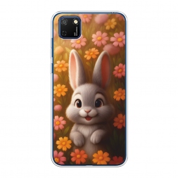 Силиконовый чехол Серый зайка на лугу на Huawei Y5p