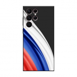 Матовый силиконовый чехол Флаг России уголок на Samsung Galaxy S22 Ultra