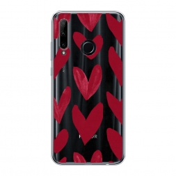 Силиконовый чехол Красные сердечки рисунок на Honor 10i