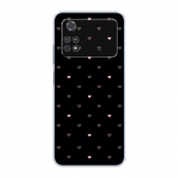 Силиконовый чехол Черный фон и сердечки на Xiaomi Poco M4 Pro 4G