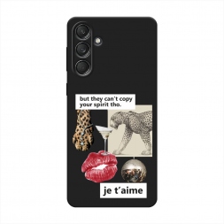 Матовый силиконовый чехол Леопардовый коллаж на Samsung Galaxy M55