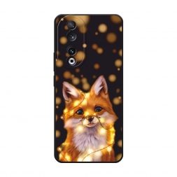 Матовый силиконовый чехол Лиса с гирляндой на Honor 90