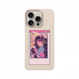 Кожаный бежевый Anime window на iPhone 16 Pro