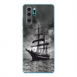 Силиконовый чехол Корабль в пасмурном море на Huawei P30 Pro