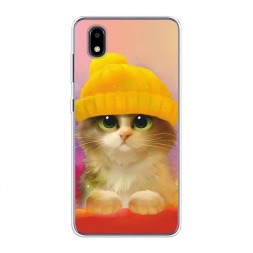 Силиконовый чехол Котенок в желтой шапке на ZTE Blade A3 (2020)