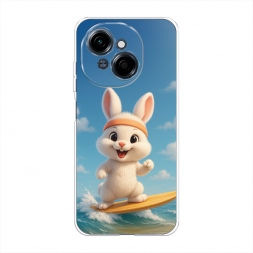 Силиконовый чехол Зайка на сёрфе на Tecno Spark Go 1