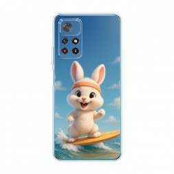Силиконовый чехол Зайка на сёрфе на Xiaomi Poco M4 Pro 5G