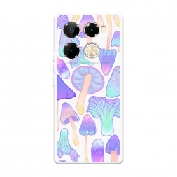 Чехол soft touch белый Пастельные грибы на Infinix Note 40 Pro 4G