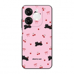 Матовый силиконовый чехол cherry cat на Itel A80 4G