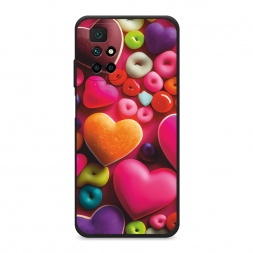 Матовый силиконовый чехол Сердечки и сладости на Xiaomi Redmi Note 11 4G China