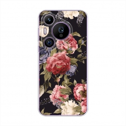 Силиконовый чехол Винтажные цветы рисунок на Huawei Pura 70 Pro