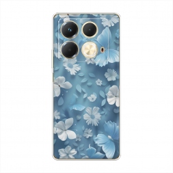 Силиконовый чехол Голубые глазурные цветы на Infinix Note 40