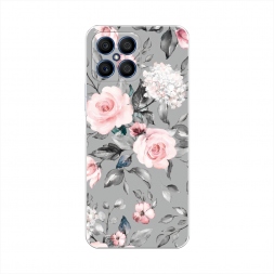 Силиконовый чехол Розы на сером на Honor X8