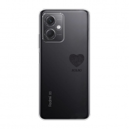 Силиконовый чехол Отпечаток сердца черный на Redmi Note 12 5G