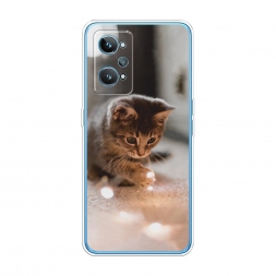 Силиконовый чехол Котенок с огоньками на Realme GT 2