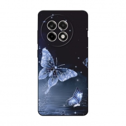 Матовый силиконовый чехол Кристальные бабочки на Oneplus Ace 5 Pro