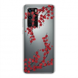 Силиконовый чехол Красная сакура на Huawei P40 Pro