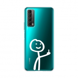 Силиконовый чехол Неприличный человечек белый на Huawei P Smart 2021