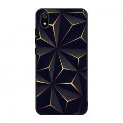 Матовый силиконовый чехол Черные полигоны на Xiaomi Redmi 7A