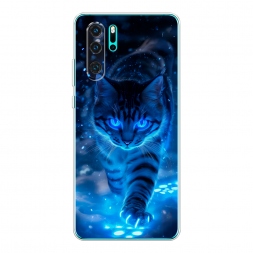 Силиконовый чехол Синий кот на Huawei P30 Pro