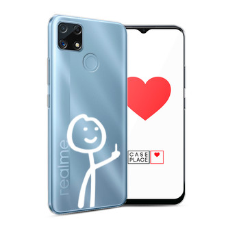 Силиконовый чехол Неприличный человечек белый на Realme C25s