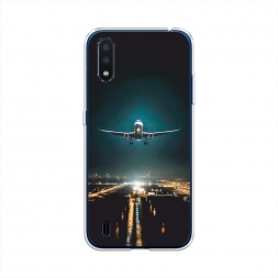 Силиконовый чехол Самолет в ночном небе на Samsung Galaxy M01