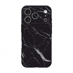 Матовый силиконовый чехол Черный минерал на iPhone 17 Pro Max