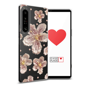 Силиконовый чехол Розовые цветы красками на Sony Xperia 1 IV