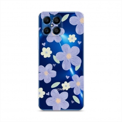 Силиконовый чехол Синие цветочки рисунок на Honor X8