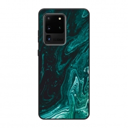 Матовый силиконовый чехол Мрамор изумруд на Samsung Galaxy S20 Ultra