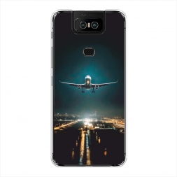 Силиконовый чехол Самолет в ночном небе на Asus Zenfone 6 ZS630KL